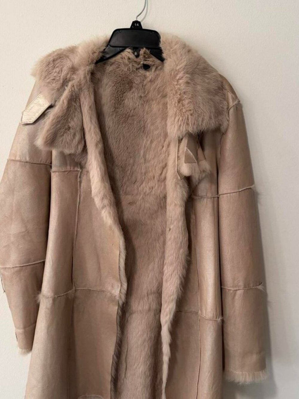 Vintage Bebe Genuine Rabbit Fur Leather Coat XS Y2K